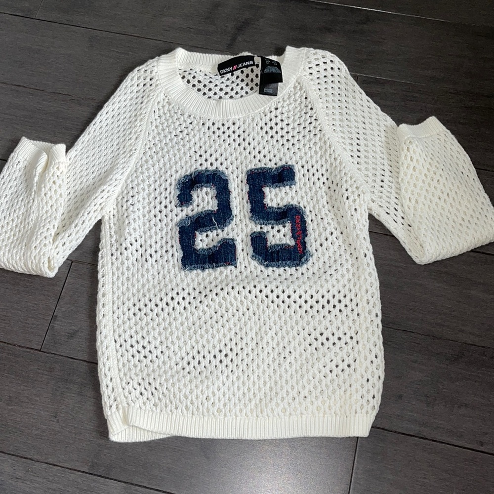 DKNY “25” net sweater. Size XS